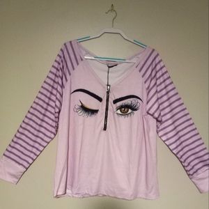Women's Winking Eye Cotton Top 2 Different Colors